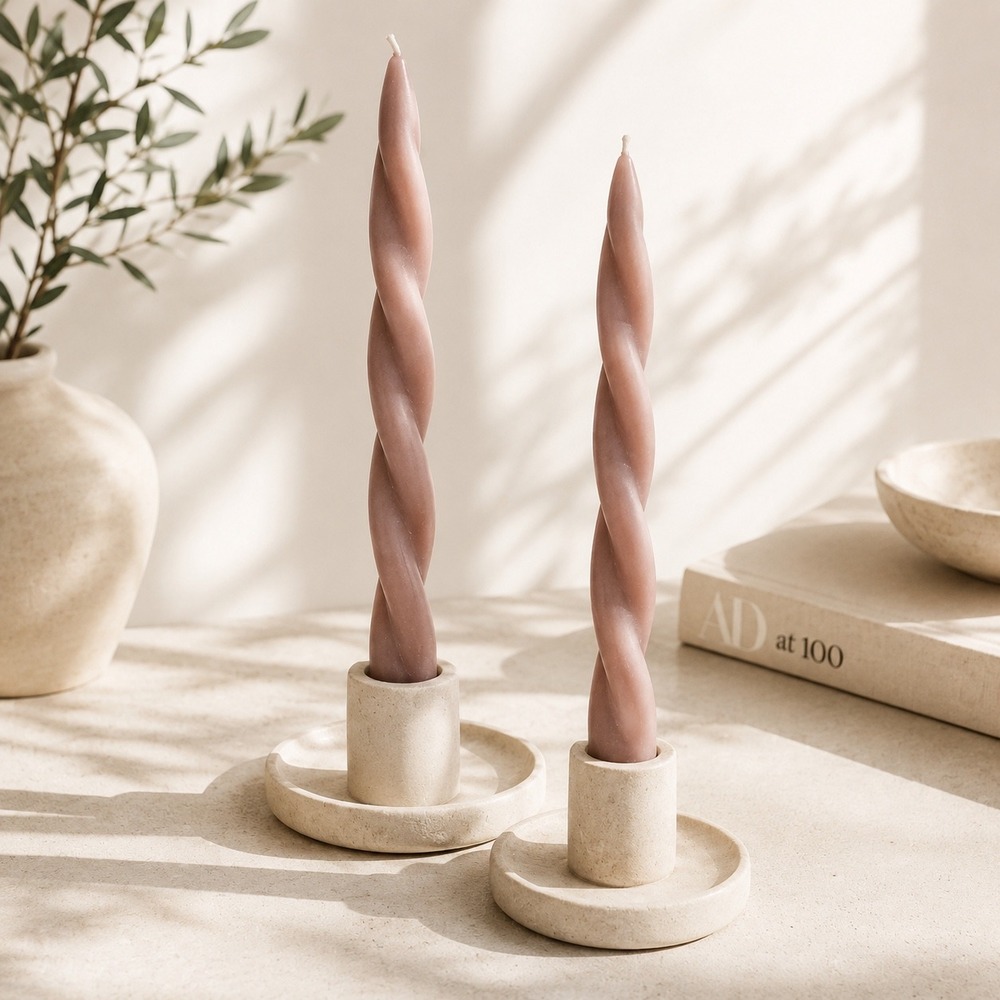 Threshold Studio McGee 4pk 12" Twisted Spiral Taper Candles Mauve Unscented NEW